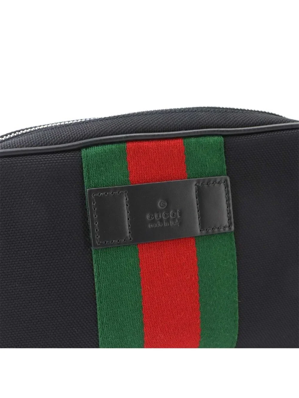 Gucci Sherry Line Belt Bag Canvas Leather Black Silver